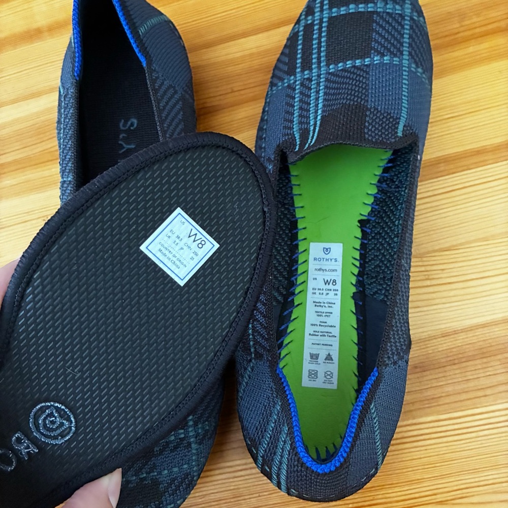 Rothy's The Loafer Pine Plaid Flats Women’s Size 8 - Picture 5 of 9